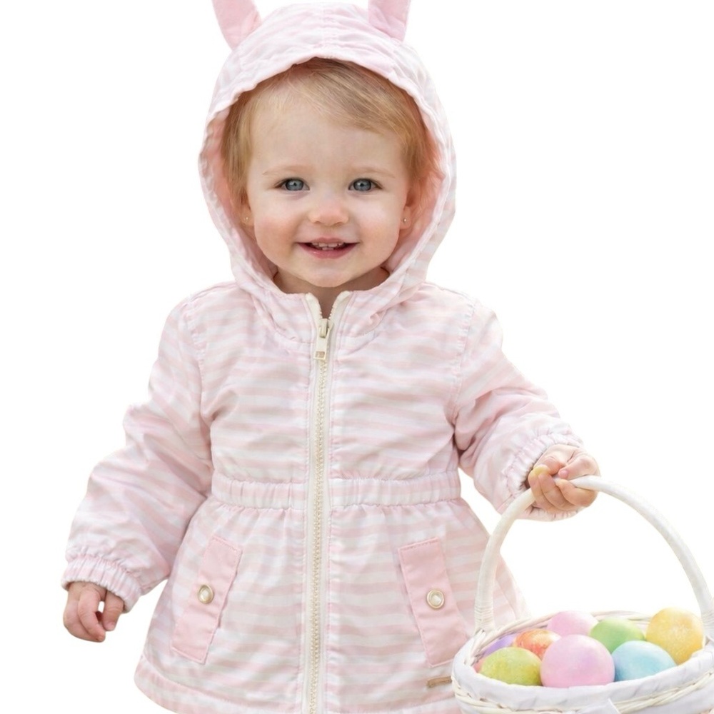 Tahari Toddler Girls Pink & White Striped Hooded Jacket 2T Bunny
Ears